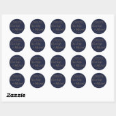 Navy Blauw Goud Handtekening Trouwgunst Dank u Ronde Sticker (Vel)