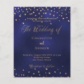 Navy blauw goud harten bruiloft uitnodiging (Voorkant)