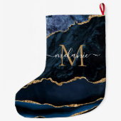 Navy Blauw Goud Jouw naam Letter Kerst Kous Grote Kerstsok (Achterkant)