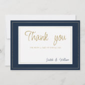 Navy blauw goud  kalligrafie Dank u Kaart (Voorkant)