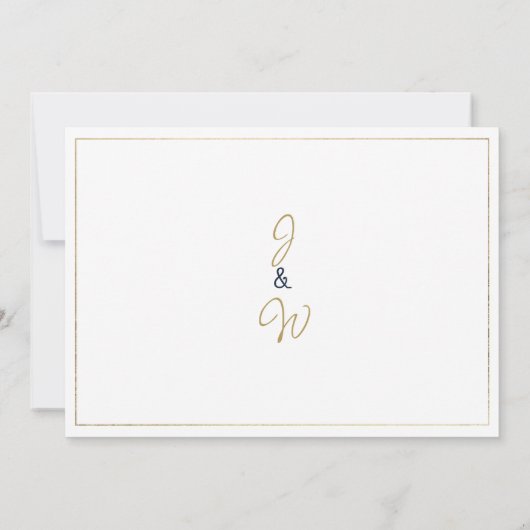 Navy blauw goud  kalligrafie Dank u Kaart (Achterkant)