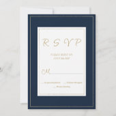 Navy blauw goud  kalligrafie RSVP Kaart (Voorkant)