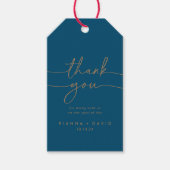 Navy Blauw Goud Klassieke Bruiloft Dank u Cadeaulabel (Voorkant)