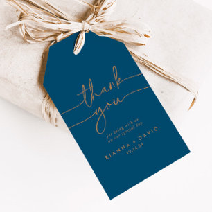 Navy Blauw Goud Klassieke Bruiloft Dank u Cadeaulabel
