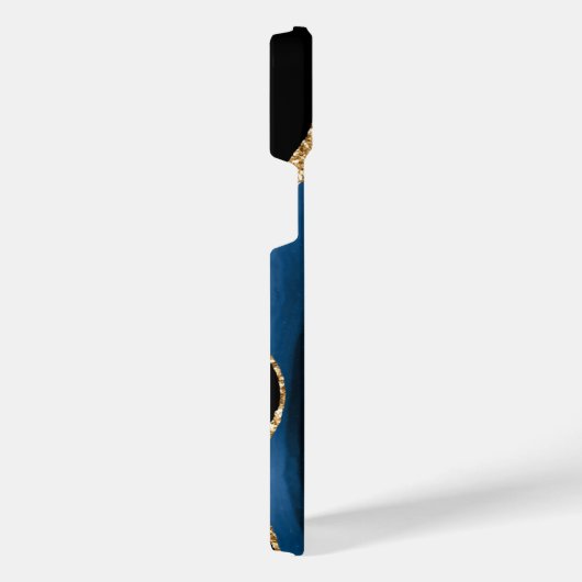 Navy Blauw Goud Marmer Aangepaste Jouw naam iPhone iPhone Hoesje (Rechterkant)