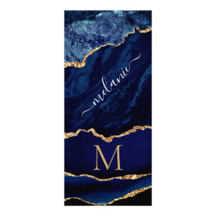 Navy Blauw Goud Marmer Aangepaste Letter Naam Rack Reclamekaart