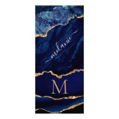 Navy Blauw Goud Marmer Aangepaste Letter Naam Rack Reclamekaart (Achterkant)