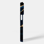 Navy Blauw Goud Marmer Aangepaste Naam iPhone Case (Achterkant / Rechts)