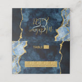 Navy Blauw Goud Marmer Agaat Zittafel Nummer Plaatskaartje (Buitenkant ongevouwen)