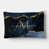 Navy Blauw Goud Marmer Custom Letter en Naam Etui (Achterkant)
