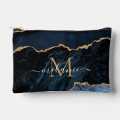 Navy Blauw Goud Marmer Custom Letter en Naam Etui (Voorkant)