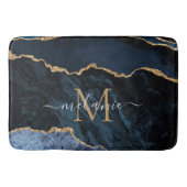 Navy Blauw Goud Marmer Custom Letter Naam Bad Mat (Voorkant)