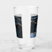 Navy Blauw Goud Marmer Custom Letter Naam Glas (Rechts)