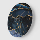 Navy Blauw Goud Marmer Custom Letter Wandklok (Hoek)