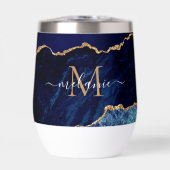 Navy Blauw Goud Marmer Custom Naam en Letter (Voorkant)