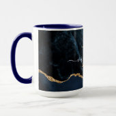 Navy Blauw Goud Marmer Custom Naam Letter Mok (Links)