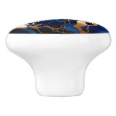 Navy Blauw Goud Marmeren Alcohol Ink Abstract Keramische Knop (Zijkant)
