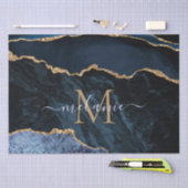 Navy Blauw Goud Marmeren Letter Naam Weefselpapier Tissuepapier (Craft)