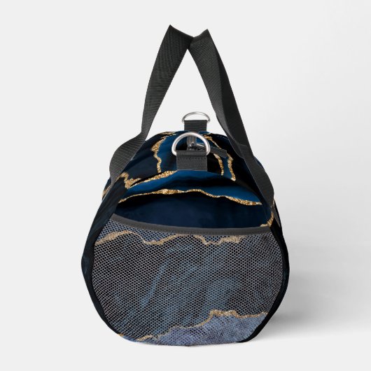 Navy Blauw Goud Marmeren Monogram Aangepaste Jouw  Plunjezak (Rechts)