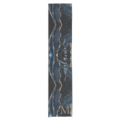 Navy Blauw Goud Marmeren Tafelloper Gepersonalisee (Voorkant)