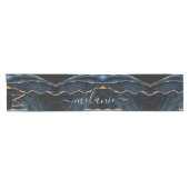 Navy Blauw Goud Marmeren Tafelloper Gepersonalisee (Horizontaal)