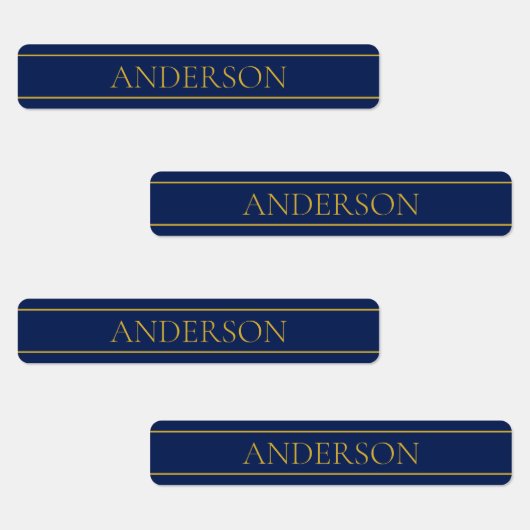 Navy Blauw & Goud Naam Achternaam of Business Iron Labels (Groep)