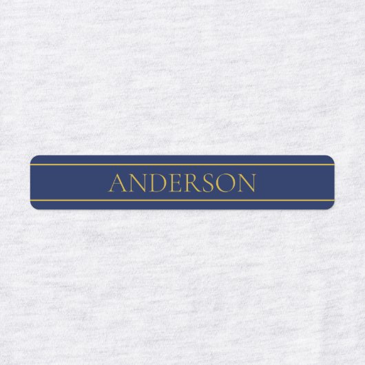 Navy Blauw & Goud Naam Achternaam of Business Iron Labels (Design 2)