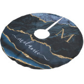 Navy Blauw Goud Naam Letter Kerstboom Rok (Gekanteld)