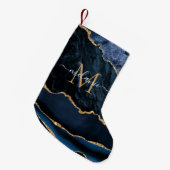 Navy Blauw Goud Naam Letter Kerstmis Kous Kleine Kerstsok (Voorkant (Hangend))