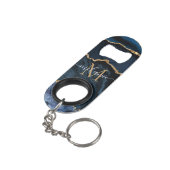 Navy Blauw Goud Naam Letter Sleutelhanger Flesopen Mini Flessenopener (Achterkant Gekanteld)