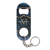 Navy Blauw Goud Naam Letter Sleutelhanger Flesopen Mini Flessenopener (Achterkant)