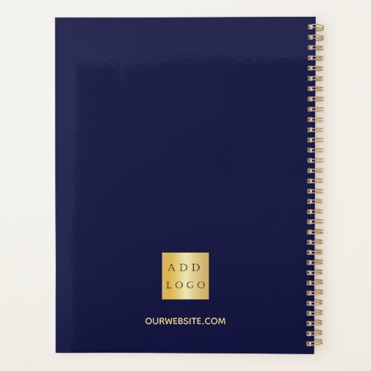 Navy blauw goud naam script business logo 2026 planner (Achterkant)