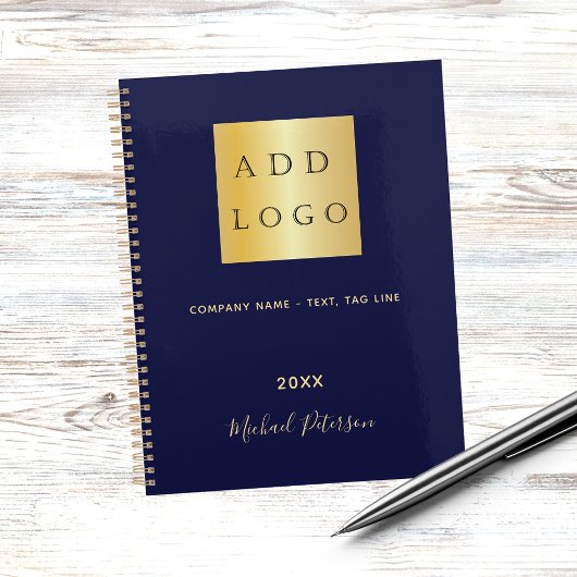 Navy blauw goud naam script business logo 2026 planner