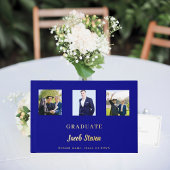 Navy blauw goud naam script foto Afstuderen Gastenboek
