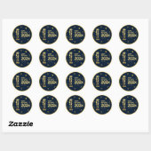 Navy Blauw Goud Oudejaarsavond Ronde Sticker (Vel)