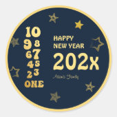 Navy Blauw Goud Oudejaarsavond Ronde Sticker (Voorkant)
