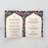 Navy Blauw Goud Rood Bloemen Alles in Een Sikh Bru (Binnen)