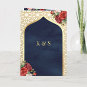 Navy Blauw Goud Rood Bloemen Alles in Een Sikh Bru (Achterkant)