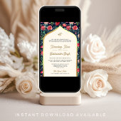 Navy Blauw Goud Rood Bloemen Alles in Een Sikh Bru