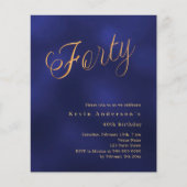 Navy blauw goud script 40e verjaardag uitnodiging (Voorkant)