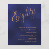 Navy blauw goud script 80ste verjaardag uitnodigin (Voorkant)
