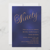 Navy blauw goud script 90ste verjaardag kaart (Voorkant)