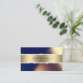 Navy Blauw Goud Sparkly Diamonds Moderne Zaken Contactkaartje (Staand voorkant)