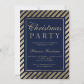 Navy blauw goud strepen corporate chique kerst kaart (Voorkant)