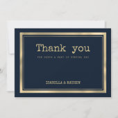 Navy blauw goud typemachine lettertype rustiek Dan Kaart (Voorkant)