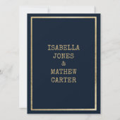 Navy blauw goud typemachine lettertype rustieke br kaart (Achterkant)