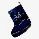 Navy Blauw Goud Uw Letter Naam Kerstmis Kous Grote Kerstsok (Achterkant (Hangend))