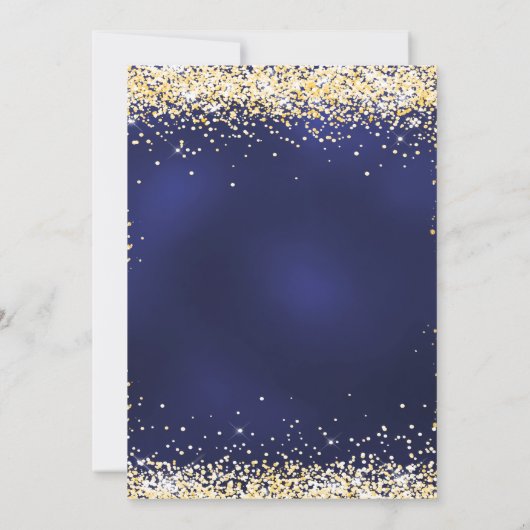 Navy blauw goud verjaardag kaart (Achterkant)