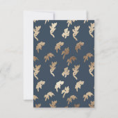 Navy Blauw Goud Wit klassiek bloemenkuif bruiloft RSVP Kaartje (Achterkant)
