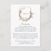 Navy Blauw Goud Wit klassiek crest bruiloft Informatiekaartje (Voorkant)